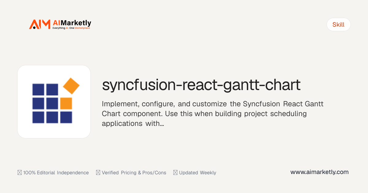 Syncfusion React Gantt Chart: Claude Code Skill — AIMarketly